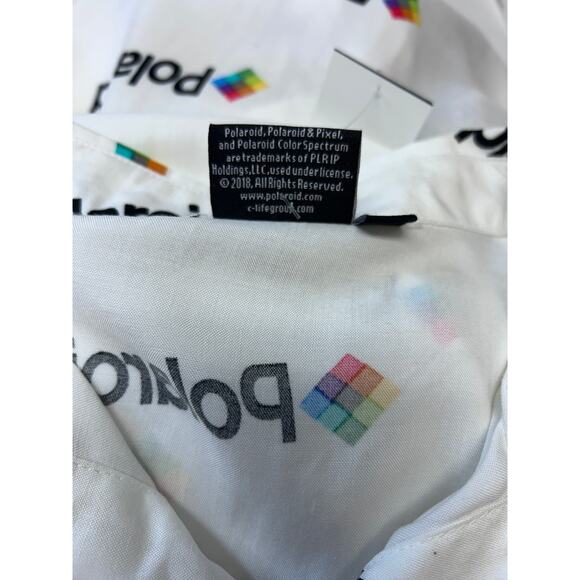Polaroid Mens Shirt Short Sleeve Button Down Retro All-Over Graphic M White - Picture 7 of 11